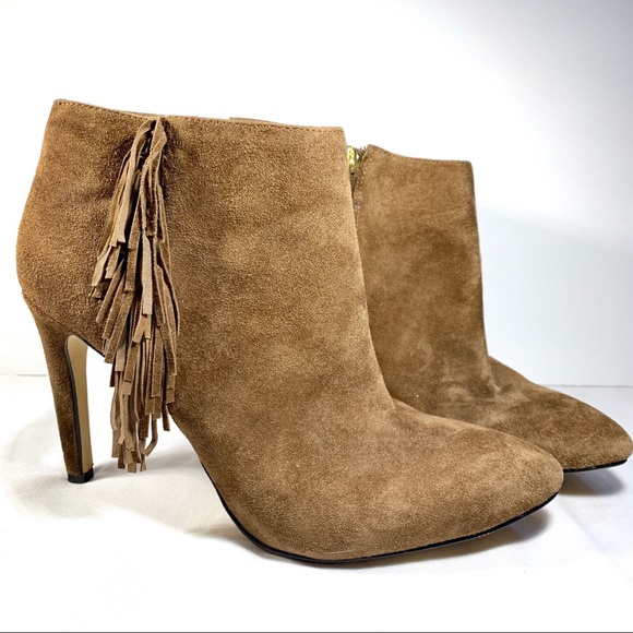 Ann Taylor suede brown Booties heels with tassels - Picture 7 of 7